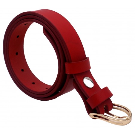 Ceinture en cuir Rouge 3 cm boucle dorée 15