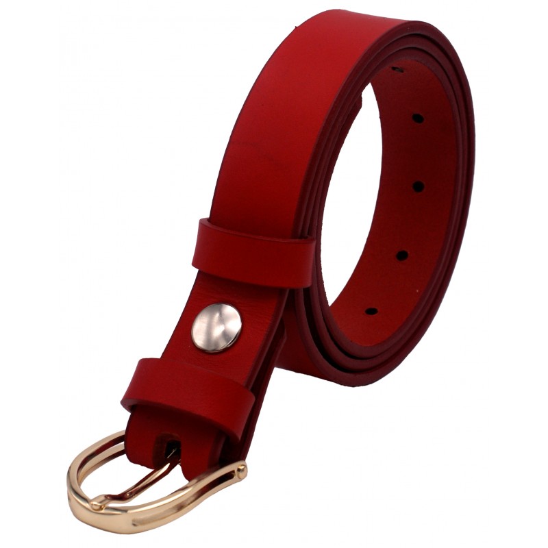 Ceinture en cuir Rouge 3 cm boucle dorée 15