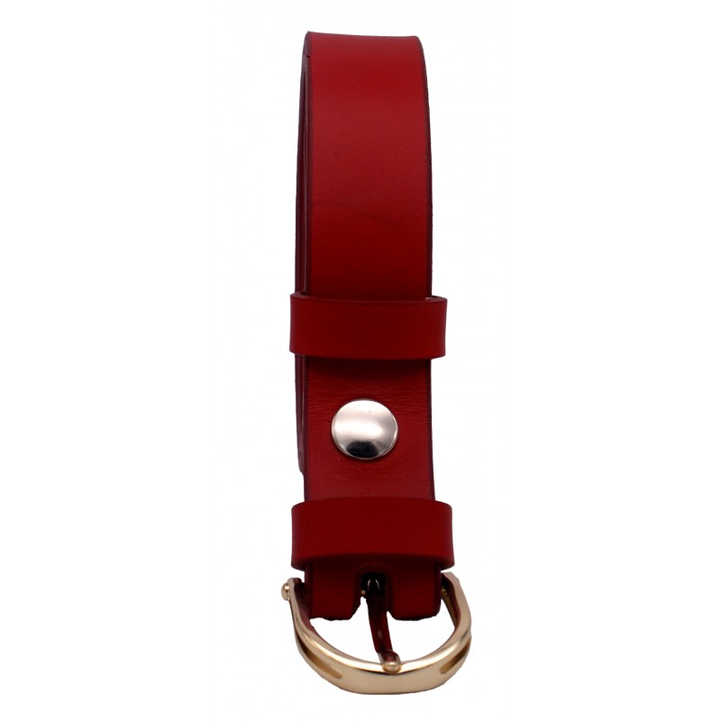 Ceinture en cuir Rouge 3 cm boucle dorée 15