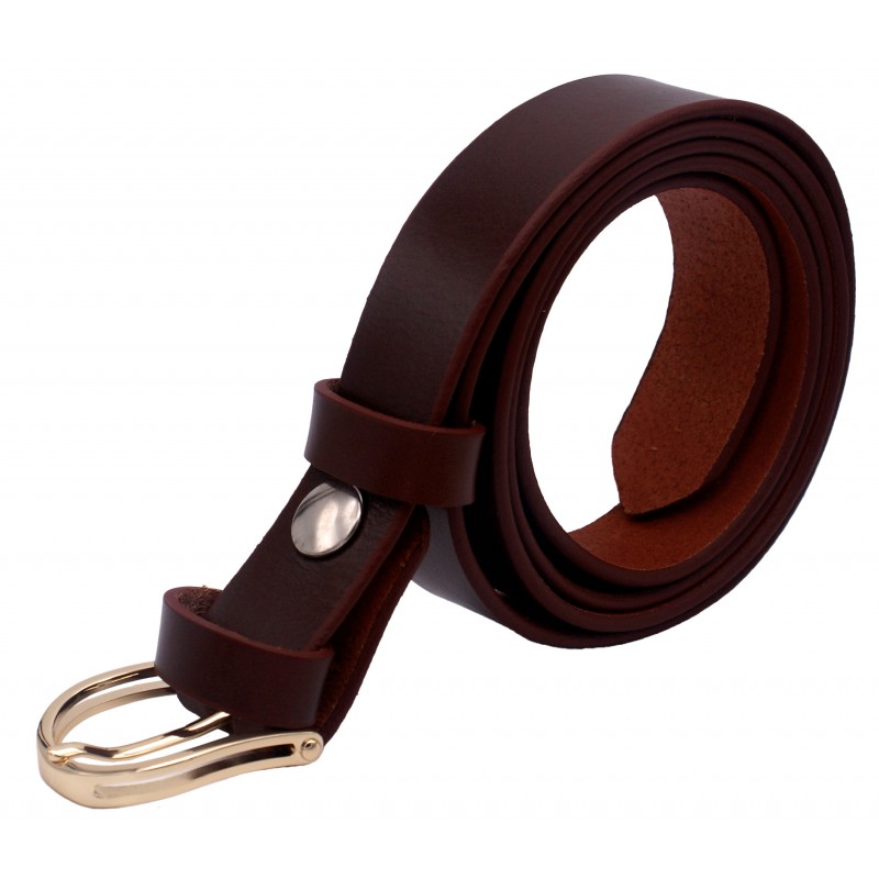 Ceinture Cognac classique 3 cm boucle dorée 15