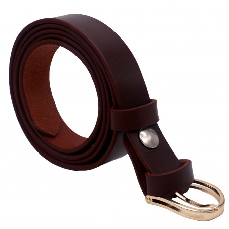 Ceinture Cognac classique 3 cm boucle dorée 15