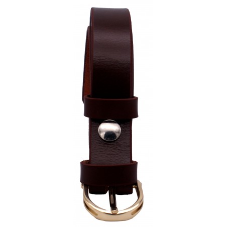 Ceinture Cognac classique 3 cm boucle dorée 15