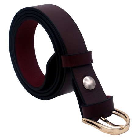 Ceinture Bordeaux classique 3 cm boucle dorée 15