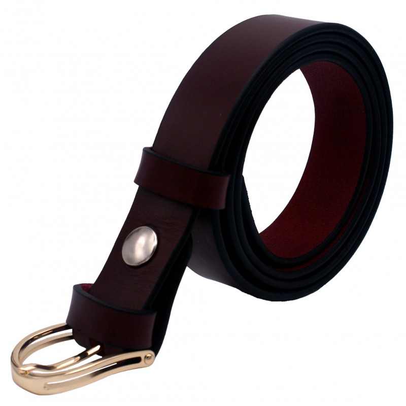 Ceinture Bordeaux classique 3 cm boucle dorée 15