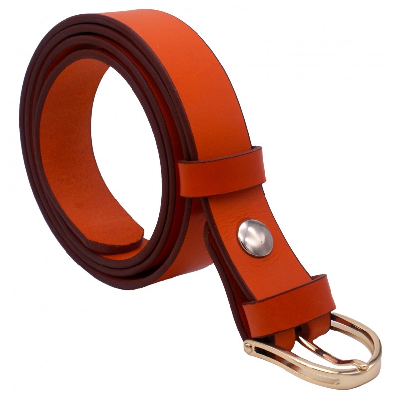 Ceinture Orange 3 cm boucle dorée 15