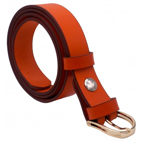 Ceinture Orange 3 cm boucle dorée 15