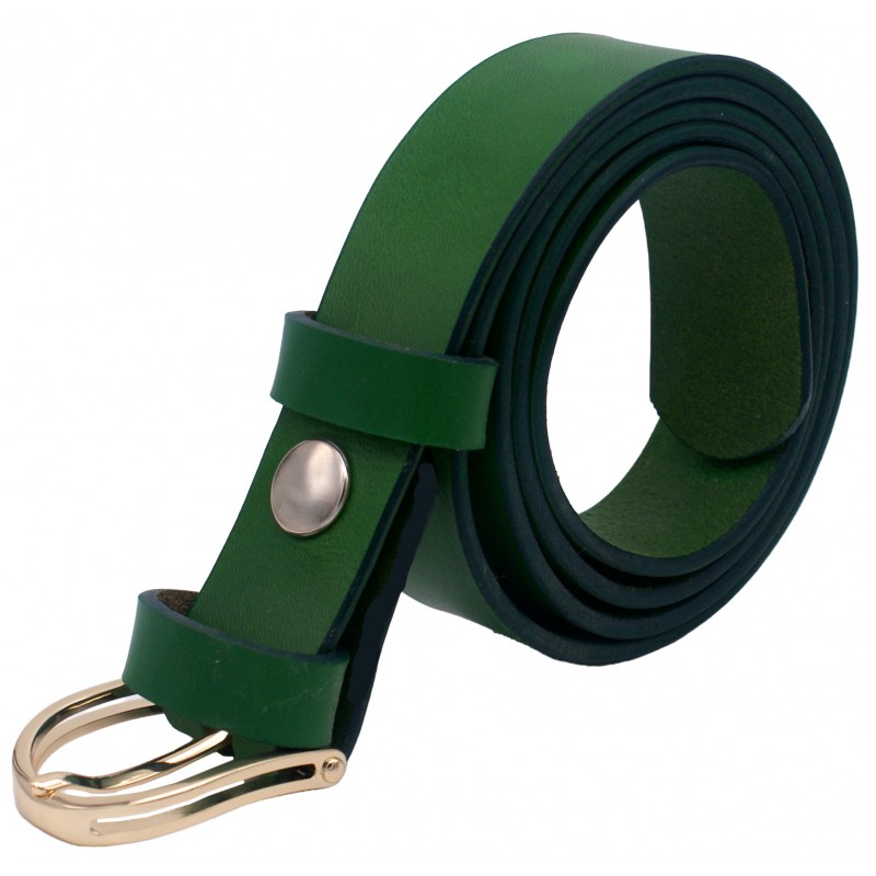 Ceinture Vert Forêt 3 cm boucle dorée 15