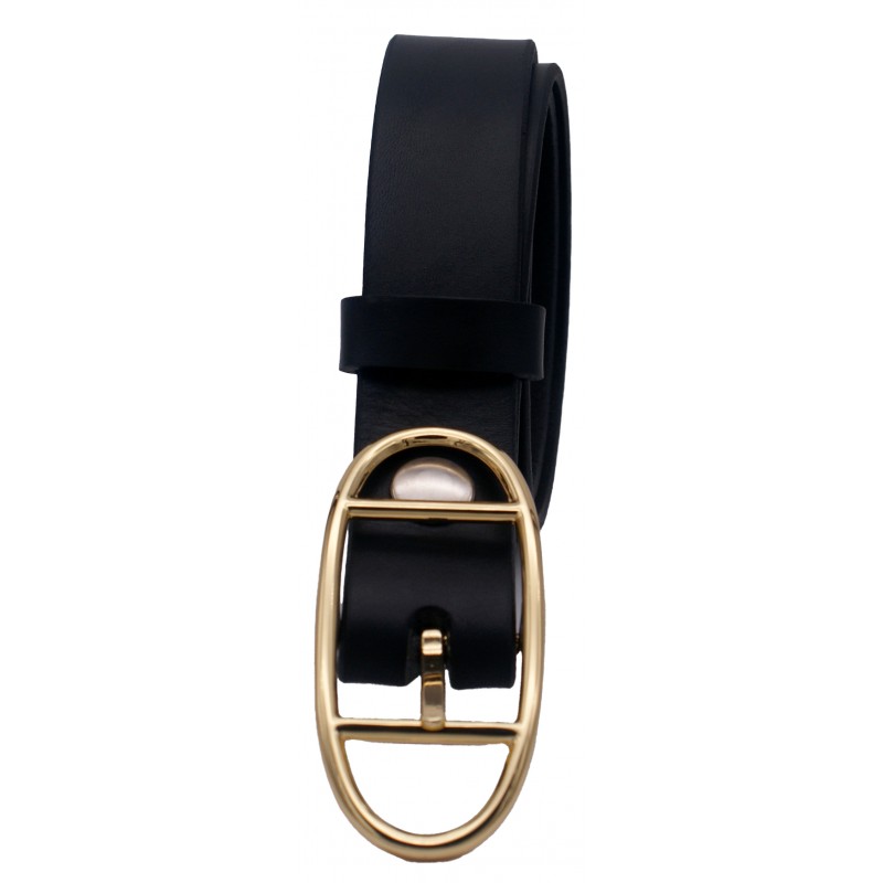 Ceinture noire classique 3 cm boucle double...