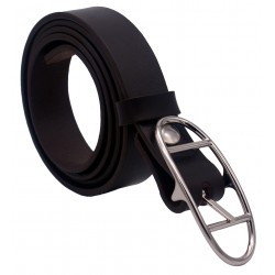 Ceinture Marron foncé classique 3 cm boucle double ovale... 2