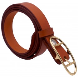 Ceinture Camel classique 3 cm boucle double ovale dorée 17 2