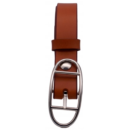 Ceinture Camel classique 3 cm boucle double ovale argenté 16