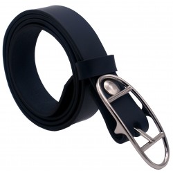 Ceinture Bleu marine 3 cm boucle double argenté ovale 16 2