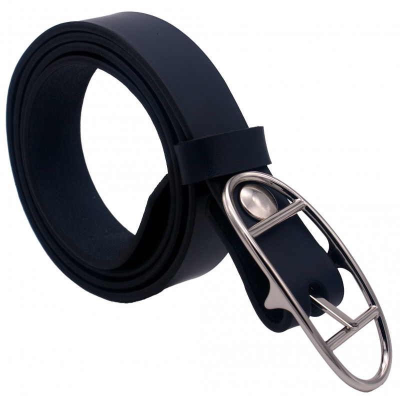 Ceinture Bleu marine 3 cm boucle double argenté...