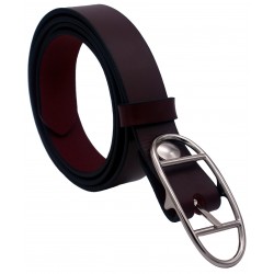 Ceinture Bordeaux classique 3 cm boucle double argenté... 2