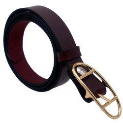 Ceinture Bordeaux classique 3 cm boucle double dorée... 2