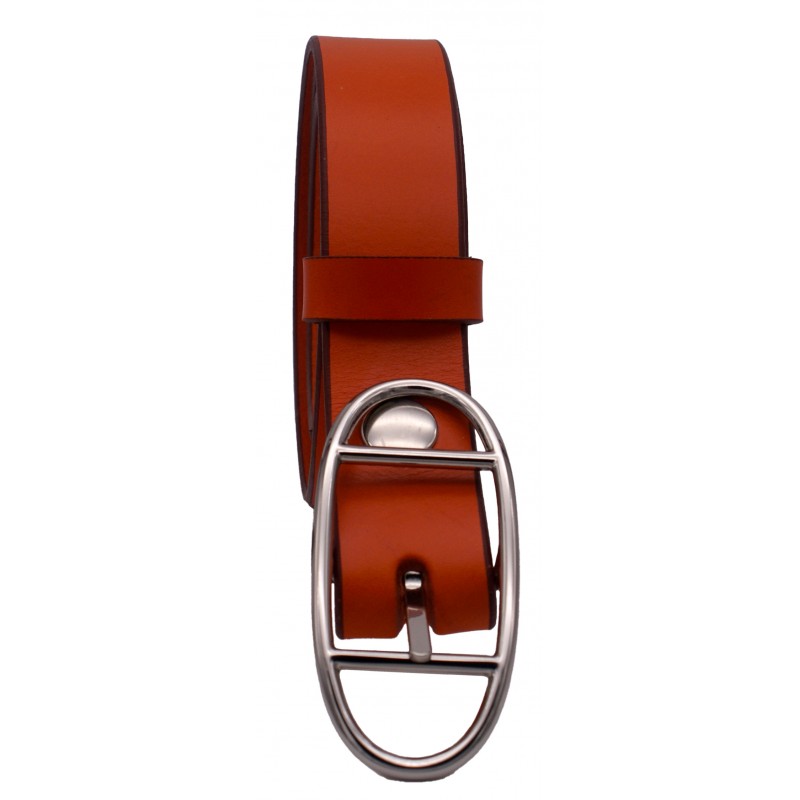Ceinture Orange 3 cm boucle double argenté...