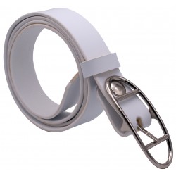 Ceinture artisanale en cuir blanc de 3 cm boucle double... 2