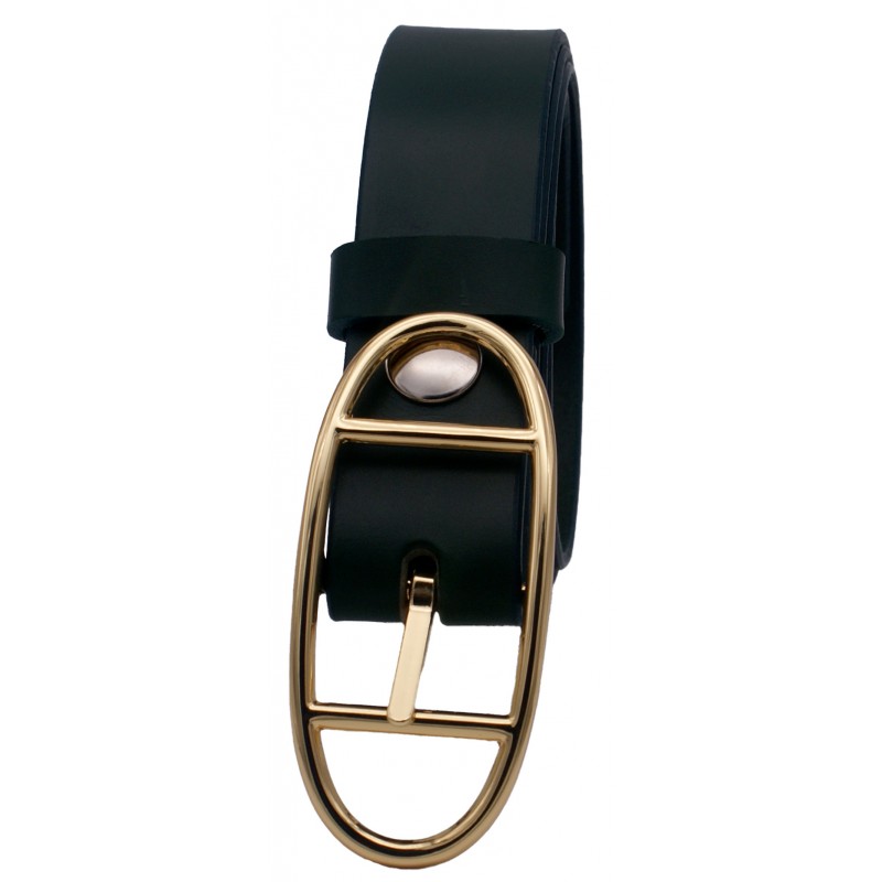 Ceinture artisanale en cuir Vert Olive de 3 cm...
