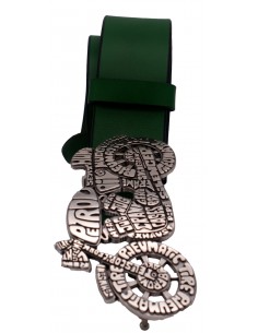 Ceinture en cuir Vert Forêt 4 cm boucle moto vintage 55 2