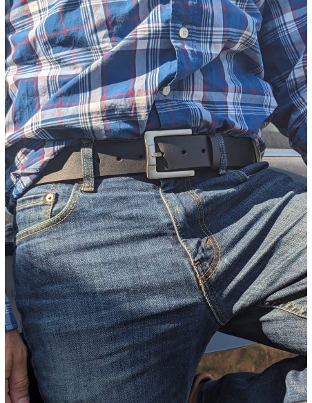 Ceinture noire classique 4 cm boucle 1