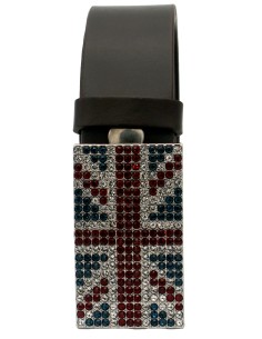 Ceinture en cuir Marron Foncé 4 cm Plaque Strass... 2