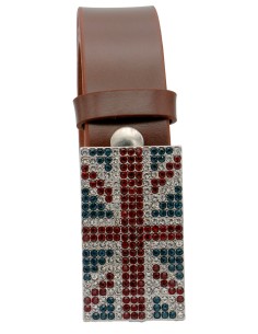 Ceinture en cuir Cognac 4 cm Plaque Strass Swarovski... 2