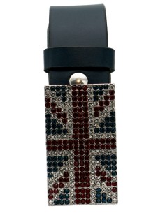 Ceinture en cuir Bleu Marine classique 4 cm Plaque Strass... 2