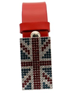 Ceinture en cuir Rouge 4 cm Plaque Strass Swarovski... 2