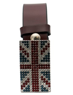 Ceinture en cuir Bordeaux classique 4 cm Plaque Strass... 2