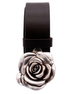 Ceinture en cuir Marron Foncé classique 4 cm boucle Fleur... 2