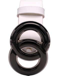 Ceinture artisanale en cuir blanc 4 cm boucle double... 2