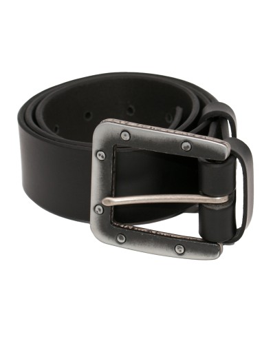 Ceinture en cuir noir 4 cm boucle industrielle