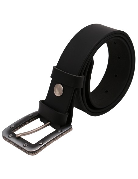 Ceinture en cuir noir 4 cm boucle industrielle