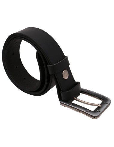 Ceinture en cuir noir 4 cm boucle industrielle