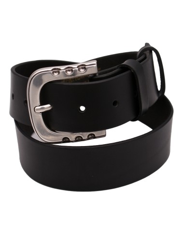 Ceinture en cuir noire 4 cm boucle argentée...