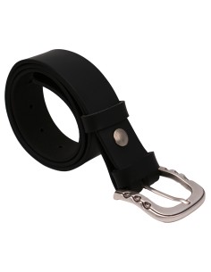 Ceinture en cuir noire 4 cm boucle argentée brillante 2