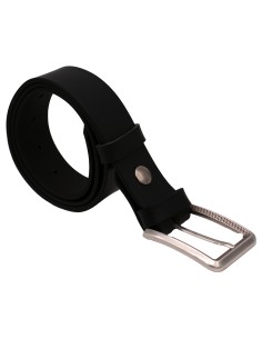 Ceinture en cuir noir 4 cm boucle argentée ciselée 2