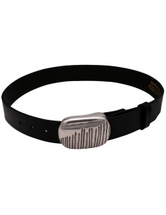 Ceinture en cuir noir 4 cm boucle strillé 2