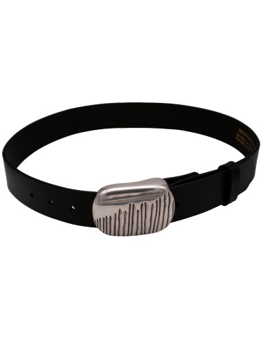 Ceinture en cuir noir 4 cm boucle strillé