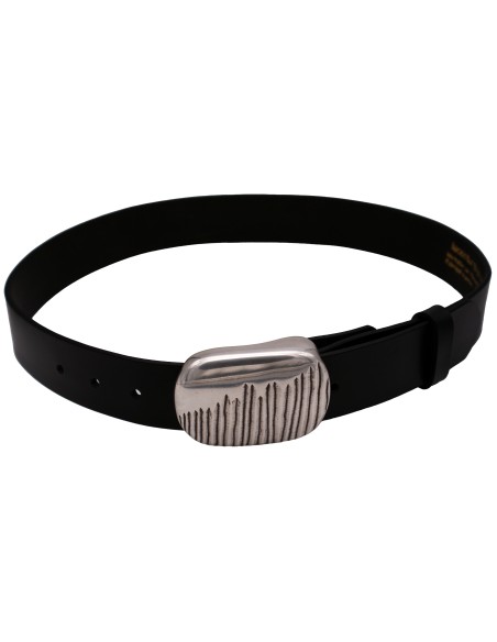 Ceinture en cuir noir 4 cm boucle strillé
