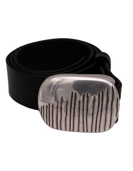 Ceinture en cuir noir 4 cm boucle strillé