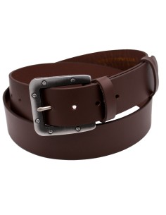 Ceinture en cuir marron foncé 4 cm boucle industrielle