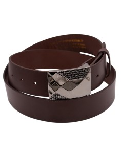 Ceinture en cuir marron foncé – 4 cm – boucle plaque...