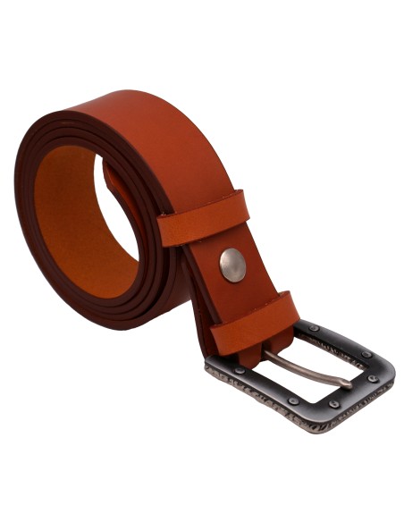 Ceinture artisanale en cuir Camel 4 cm boucle Industrielle