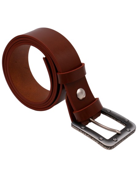 Ceinture en cuir Cognac 4 cm boucle industrielle-la ceinture française-2 Ceinture en cuir Cognac 4 cm boucle industrielle-la ceinture française-2