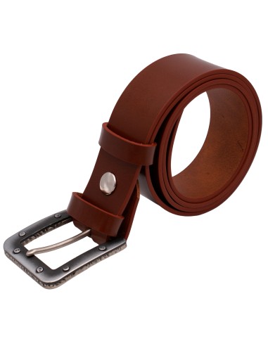 Ceinture Cognac 4 cm boucle industrielle 17
