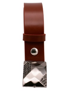 Ceinture en cuir cognac 4 cm – Boucle plaque noire... 2