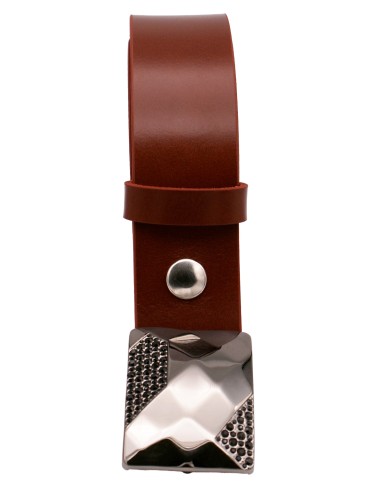 Ceinture en cuir cognac 4 cm – Boucle plaque...