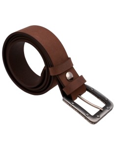 Ceinture en cuir marron 4 cm avec boucle industrielle métal vieilli – vue de face 2