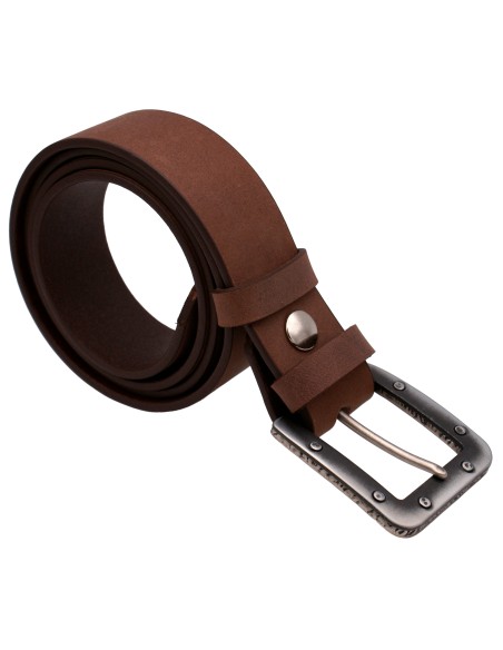 Ceinture marron 4 cm boucle industrielle métal vieilli – vue enroulée